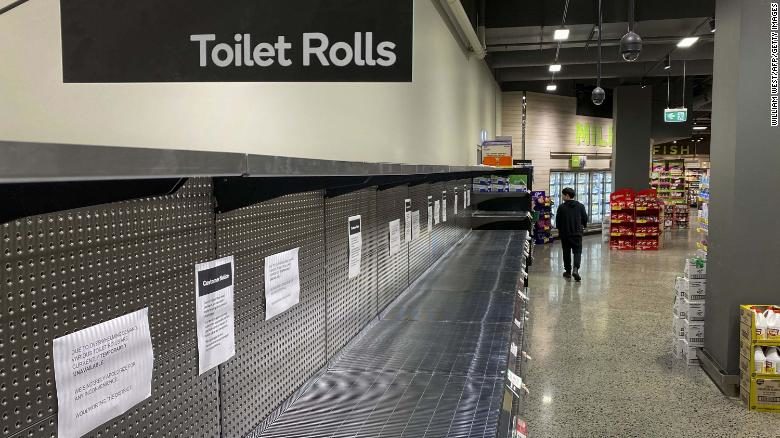 toilet paper rolls empty shelf