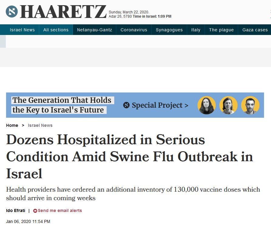 Click to enlarge Israel swine flu corona
