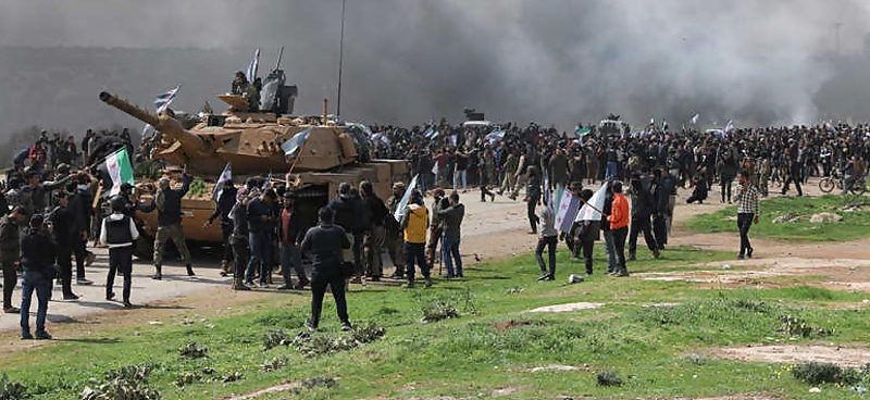 Click to enlarge local demonstration M4 Idlib