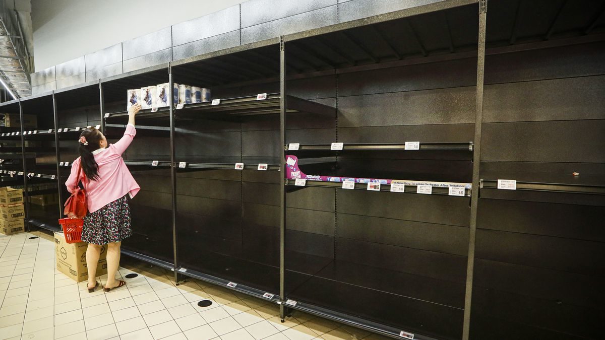 Click to enlarge coronavirus empty shop shelves toilet paper