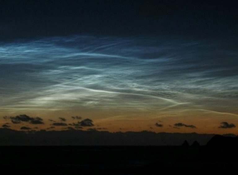 Noctilucent clouds (NLCs) have appeared over the South Pacific