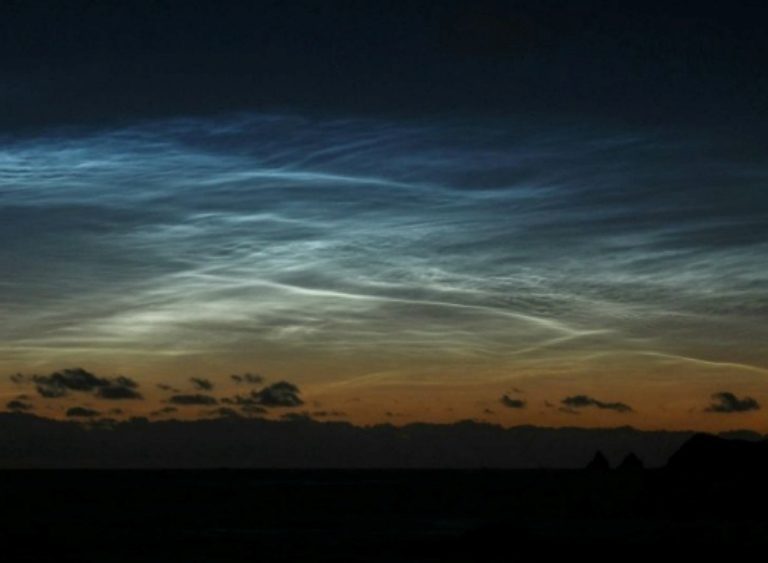 Click to enlarge Noctilucent clouds (NLCs) have appeared over the South Pacific