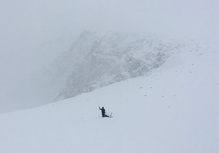 Social distancing during a wildlife survey on Dana Saddle on March 21, 2020.