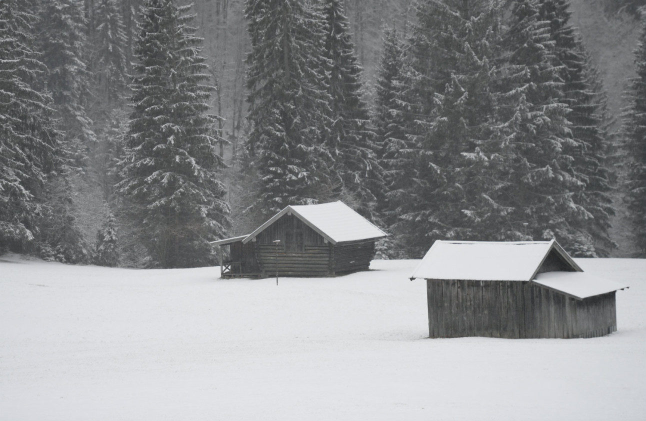 Heavy snowfall in Garmisch-Partenkirchen, Bavaria.