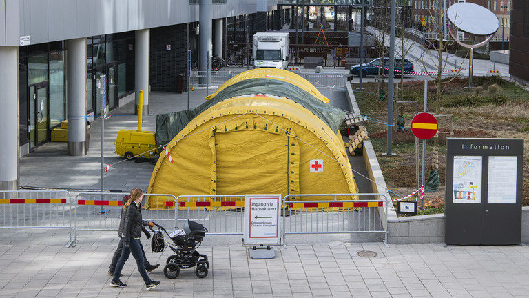 Click to enlarge A tent for testing and receiving potential coronavirus COVID-19 patients