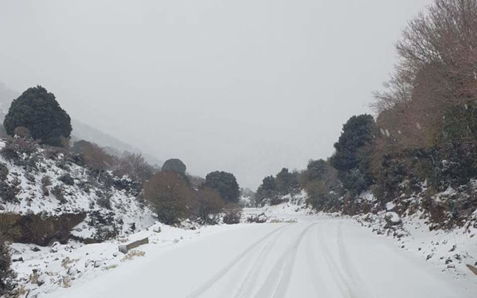 snow greece