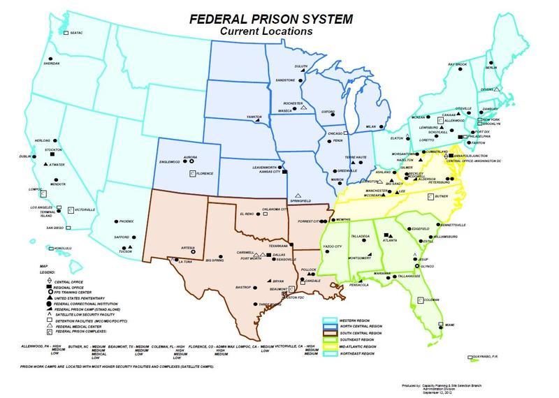 Click to enlarge Federal Prison Map