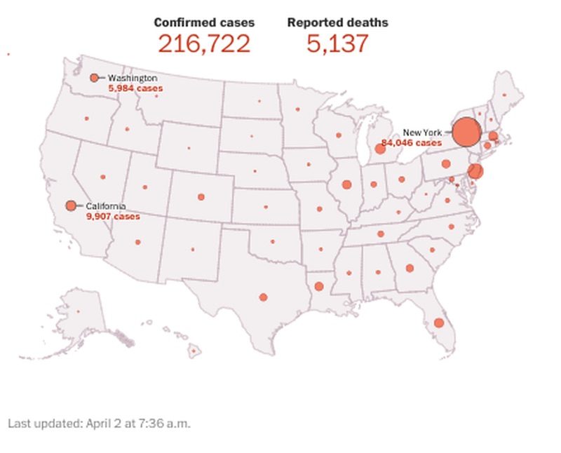 Click to enlarge virus map in US