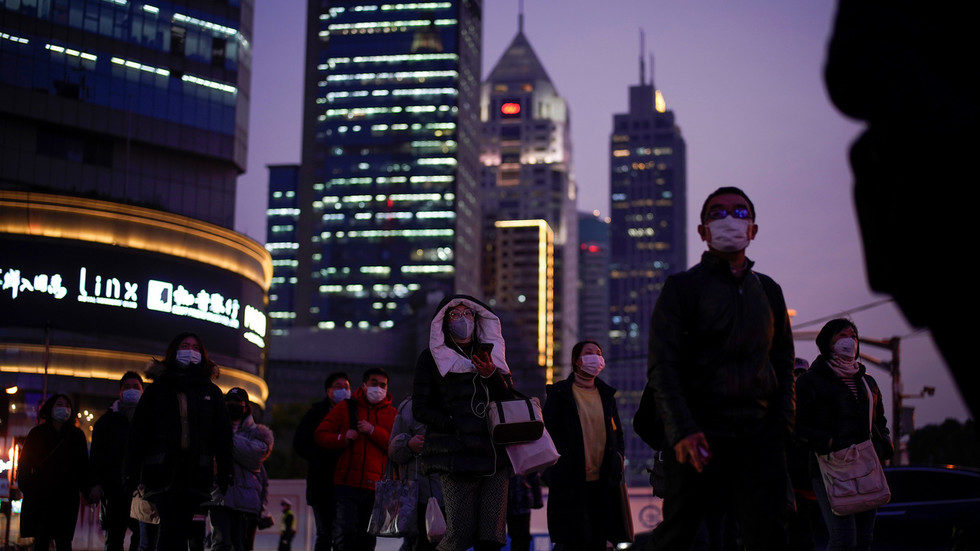 Masked people in Shanghai
