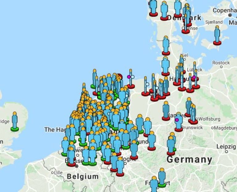 AMS observers map of event 1587-2020