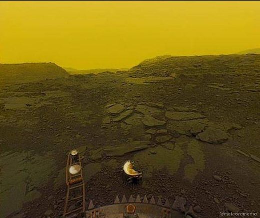 Click to enlarge Picture of Venus thick atmosphere and scortched surface taken by Russian probe Venera