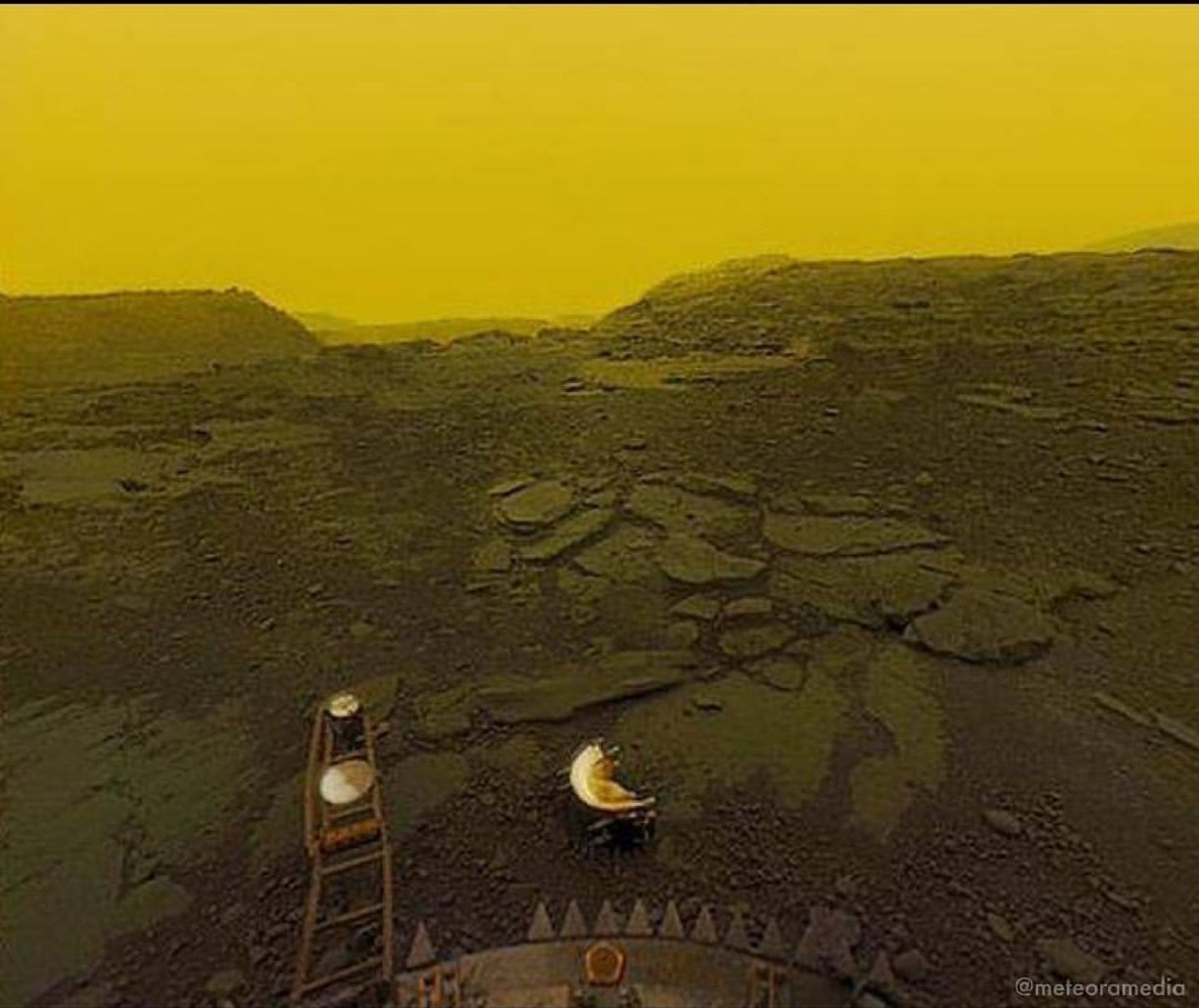 Click to enlarge Picture of Venus thick atmosphere and scortched surface taken by Russian probe Venera