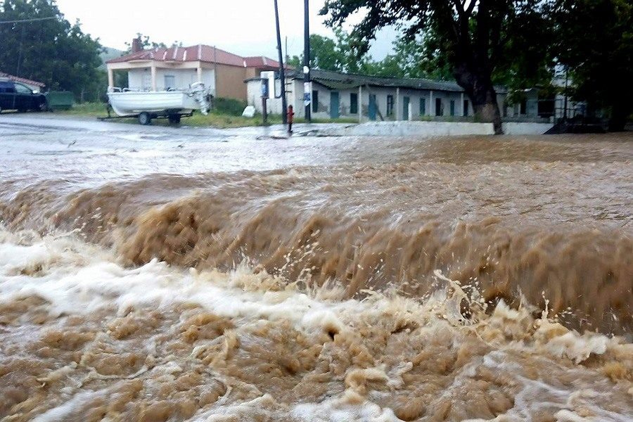 Floods affected Skiathos, South Pelion and Skopleos, Greece, April 2020.