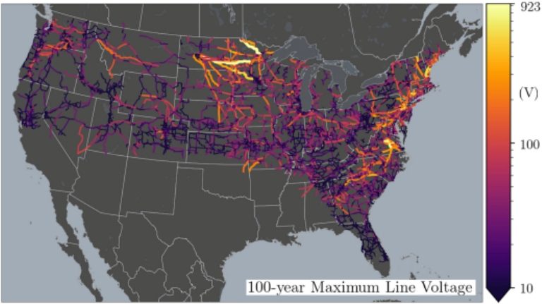 US power grid voltage map