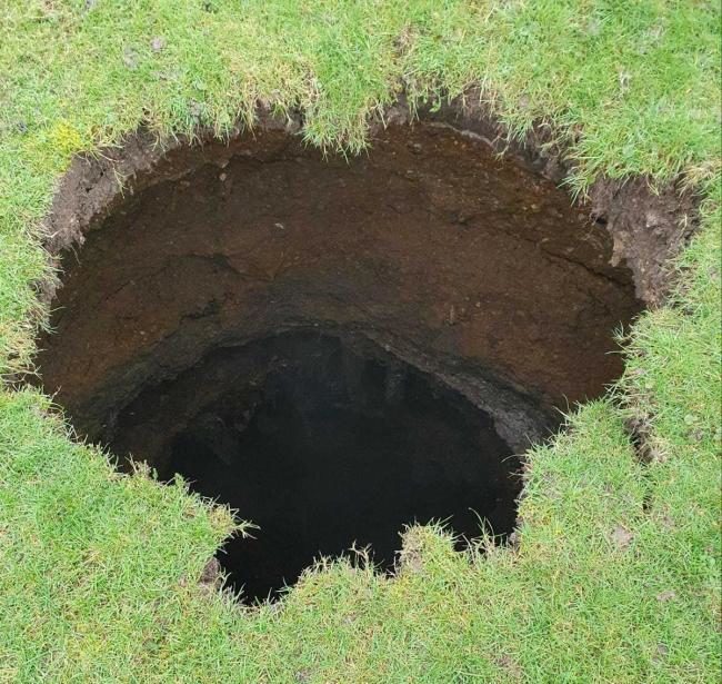 How the sinkhole looked last month