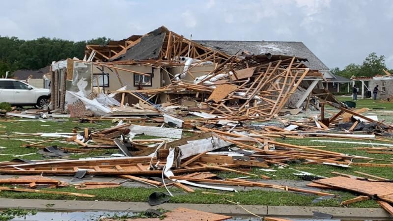 Click to enlarge Tornado damage
