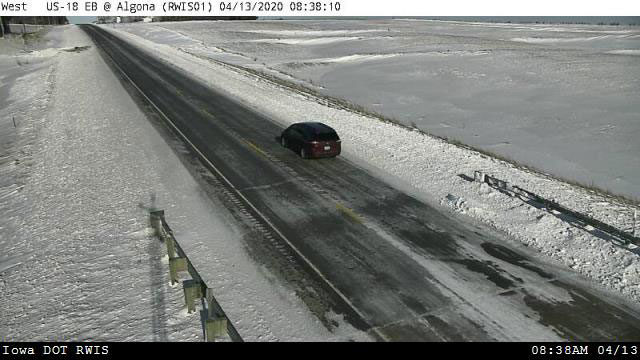 Click to enlarge DOT camera view today on U.S. Highway 18 near Algona.