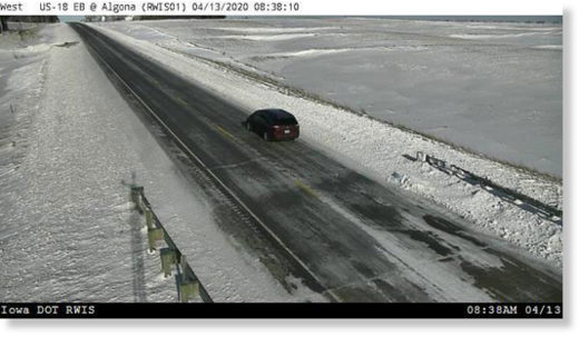 DOT camera view today on U.S. Highway 18 near Algona.