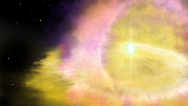 Click to enlarge An artist's illustration of a brilliant supernova, the explosive death of a star.