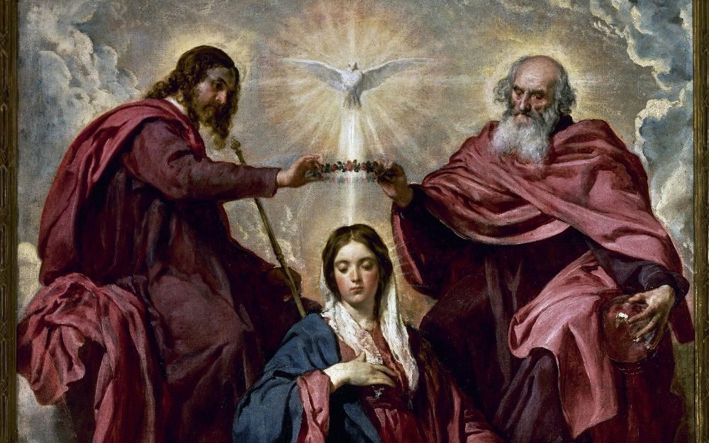 The Holy Spirit appears as a dove in Velázquez’s Coronation of the Virgin