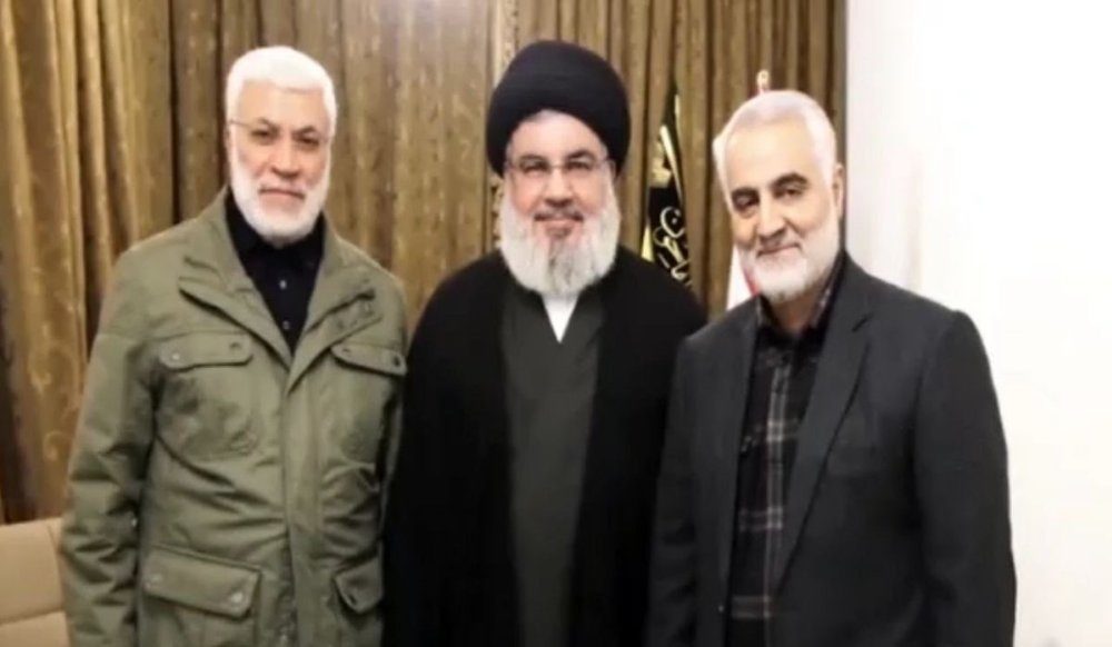 Abu Mahdi Al-Muhandes, Sayyed Hassan Nasrallah and Qassem Soleimani.