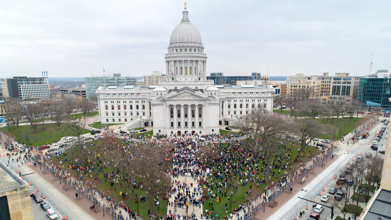 Click to enlarge Residents protest Wisconsin's extended stay-at-home order