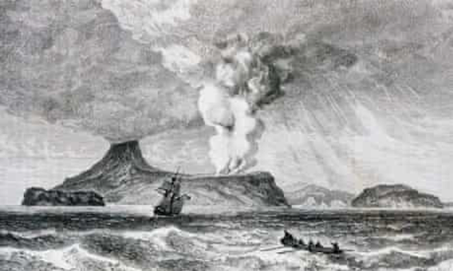 Click to enlarge Eruption of Perbuatan volcano on Krakatoa Island, 26 August 1883.