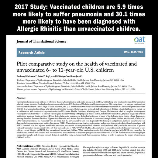 vaccinated kids get pneumonia