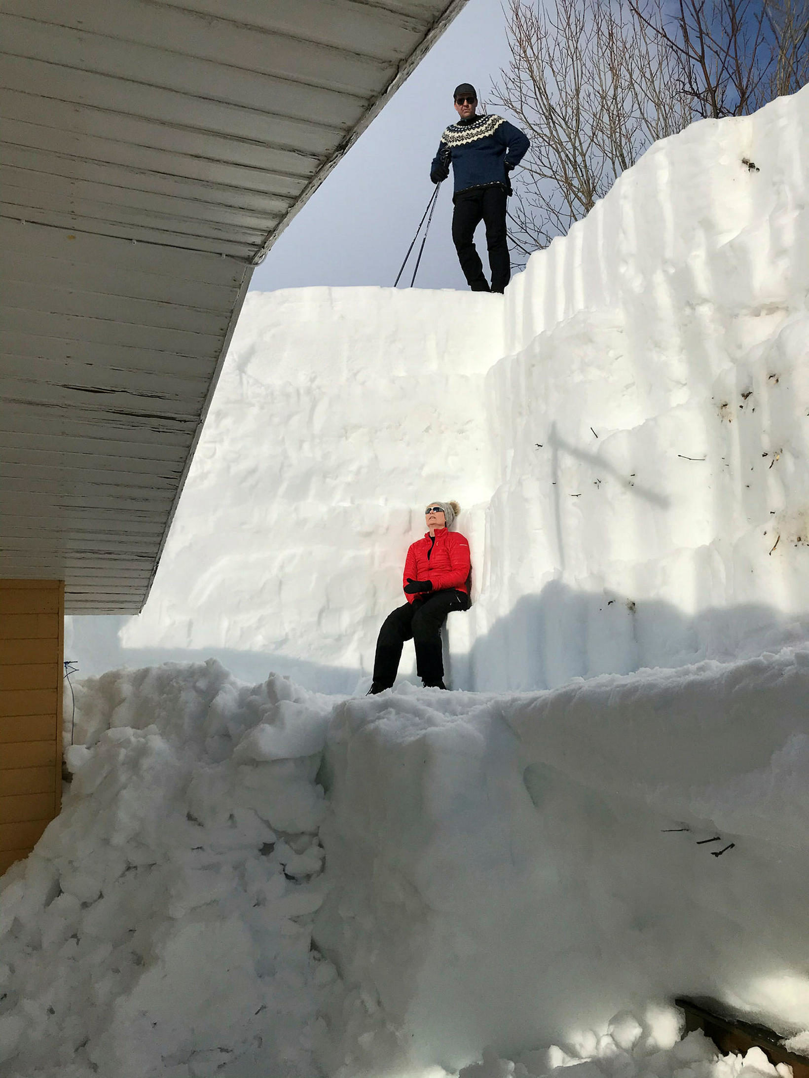 Taking a break from shoveling.