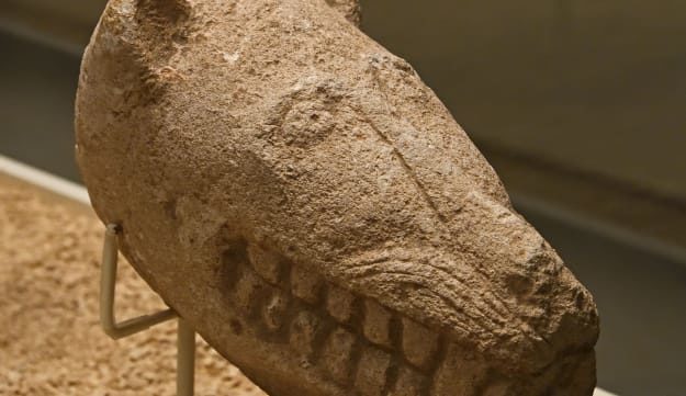 Limestone statue of animal head, Gobekli Tepe