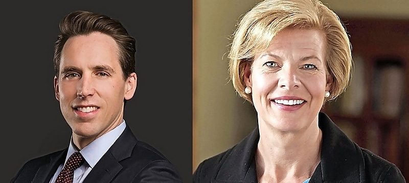 Sens. Josh Hawley (R-MO) and Tammy Baldwin (D-WI)