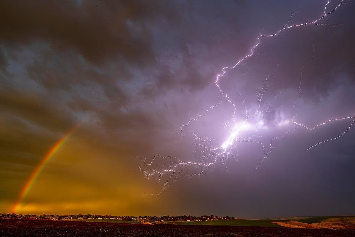 Rainbow meets lightning