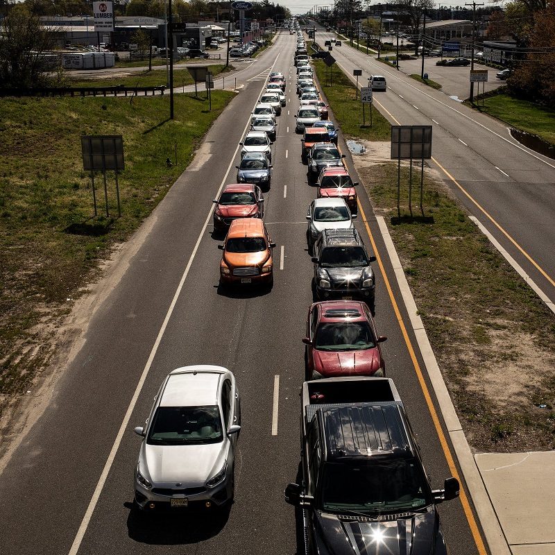 Cars in food bank line in NJ