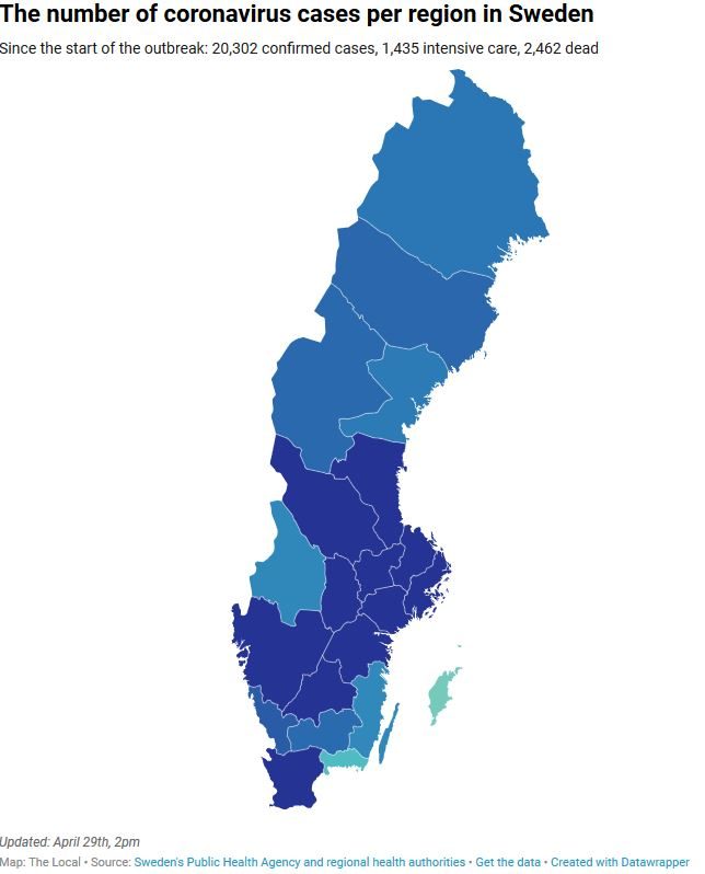 coronavirus cases sweden april 29