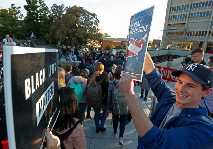 Click to enlarge college students protest speech