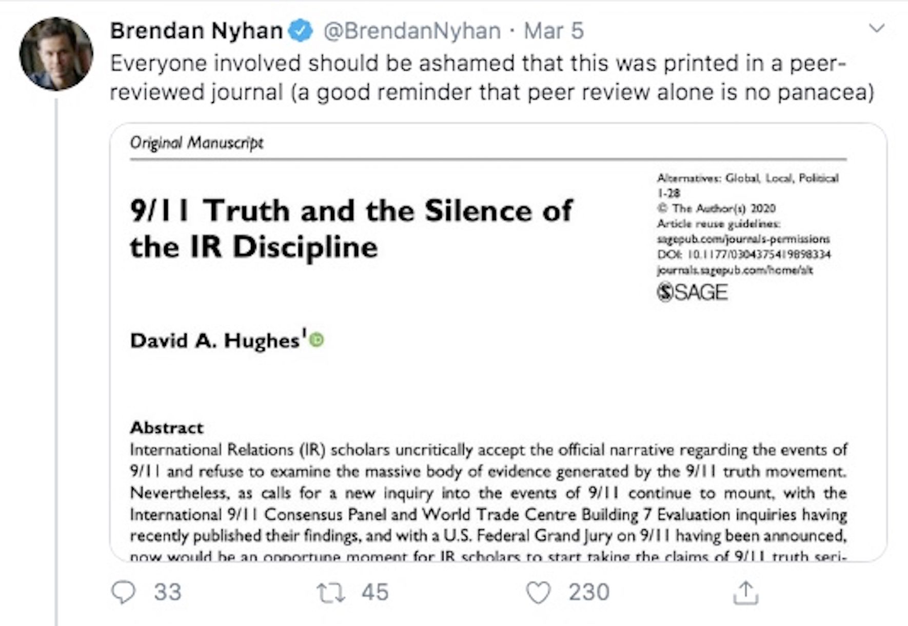 Click to enlarge 9/11 Truth and the Silance of IR Discipline