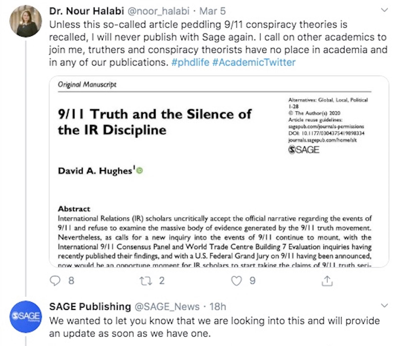 Click to enlarge Dr. Nour Halani attacks Sage publication
