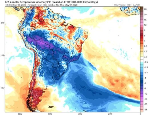 south america temps