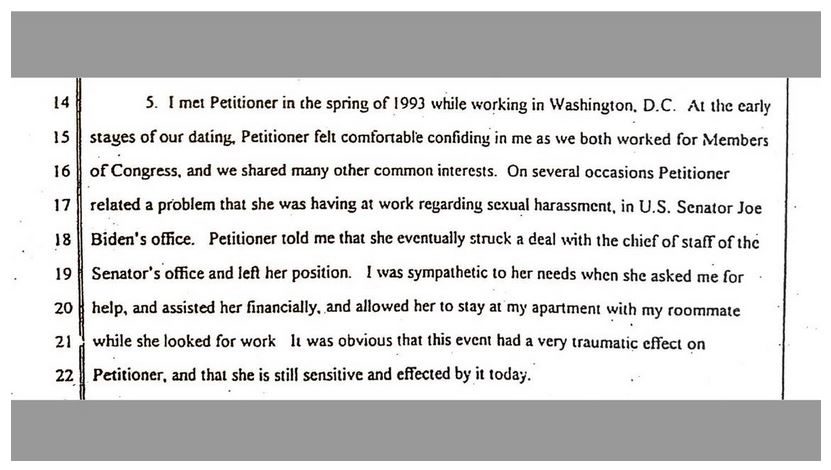 Click to enlarge 1996 court document tara reade harrassment biden