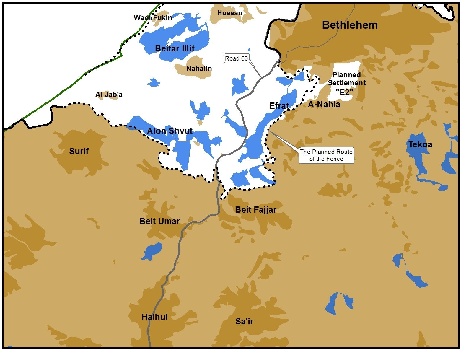 Click to enlarge Efrat West Bank E2 illegal settlement israel