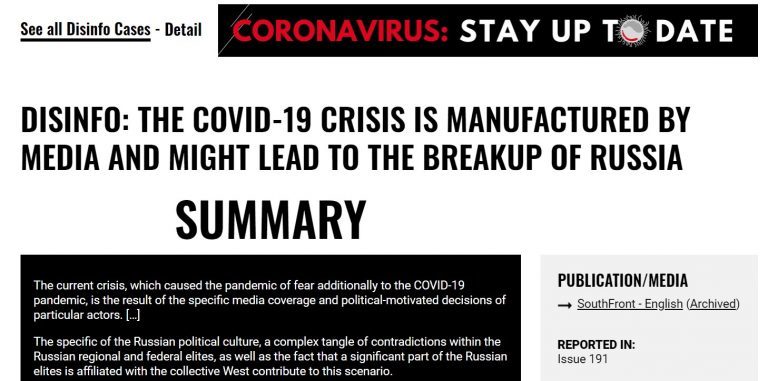 southfront, coronavirus, Russia
