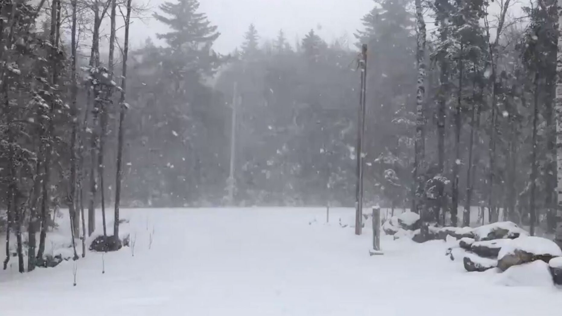 snow accumulation near Readsboro, Vermont can be seen on Saturday, May 9, 2020.