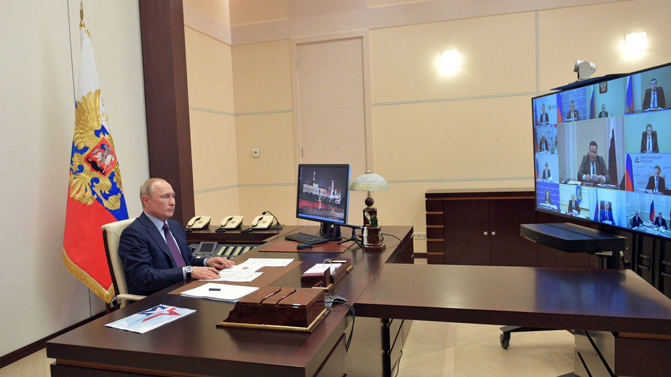 Click to enlarge Putin video link meeting Covid