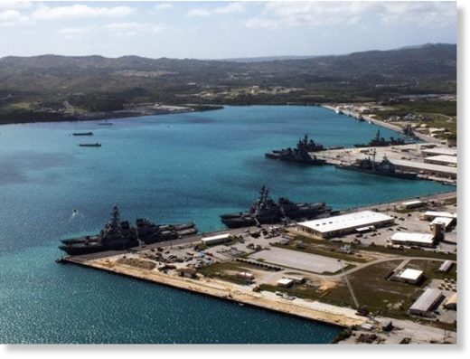 Click to enlarge The US Naval Base Guam at Apra Harbour.