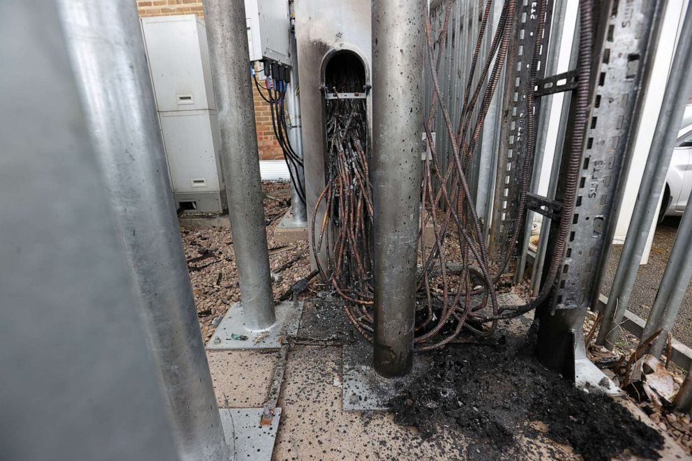 Click to enlarge Damaged telecommunication wires
