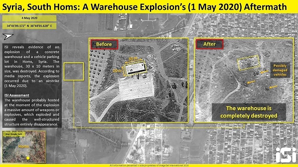 Warehouse bombed syria may 2020