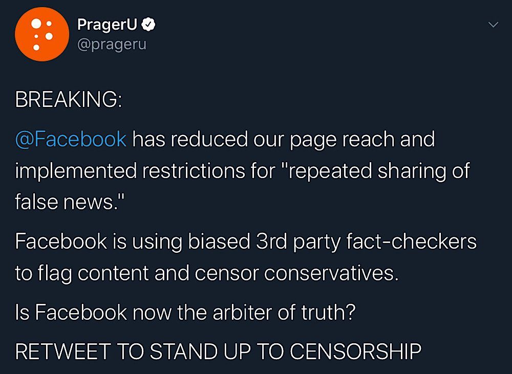 pragerU facebook restrick