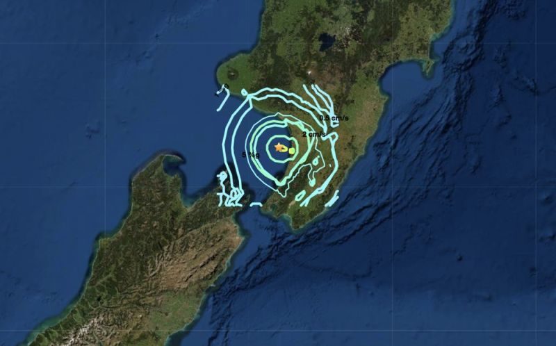 Click to enlarge Map of the seismic activity near Wellington, New Zealand, on May 24