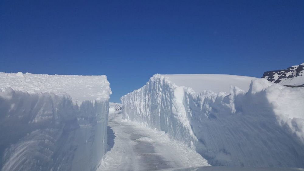 The snow tunnel into Mjóafjörður is five meters high.