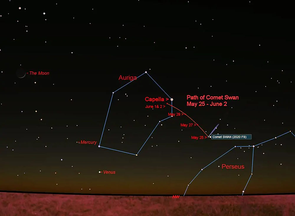 Click to enlarge comet swan location map
